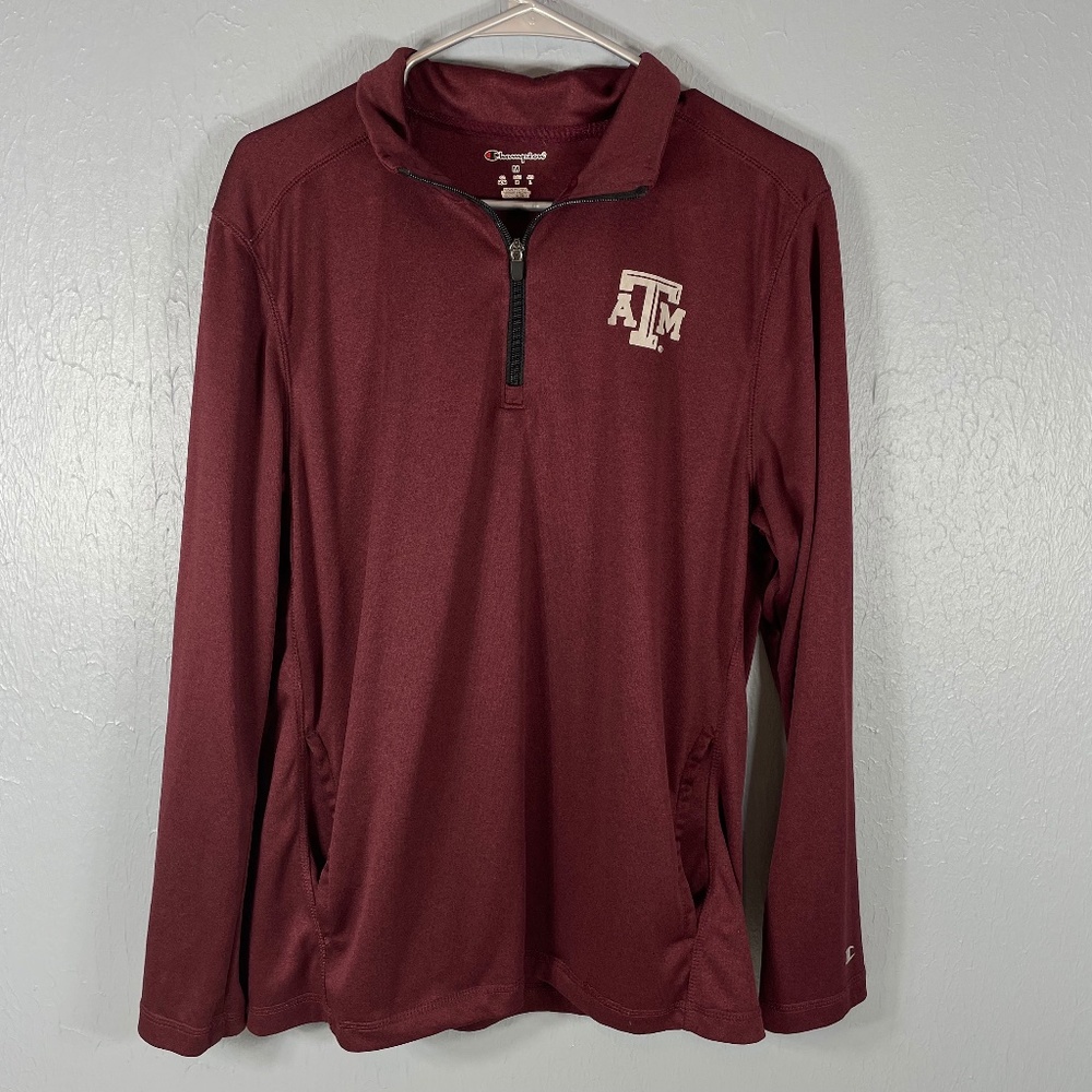 Champion TEXAS A&M Mens M Long Sleeve 1/4 Zip Pullover Jacket NCAA